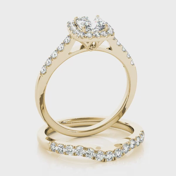 Lotus Cushion Halo Pavé Cathedral Engagement Ring