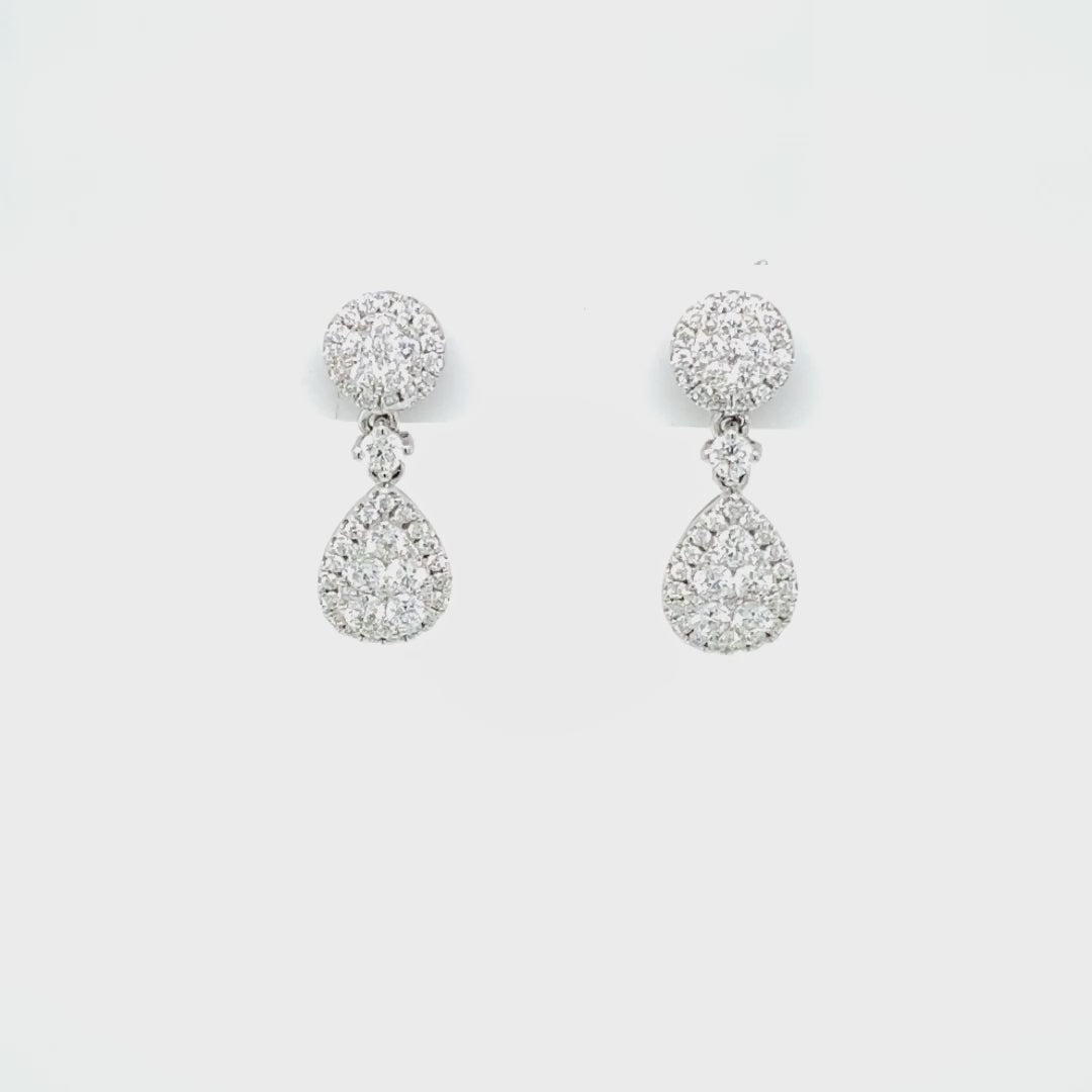 Pear Shape Halo Earrings