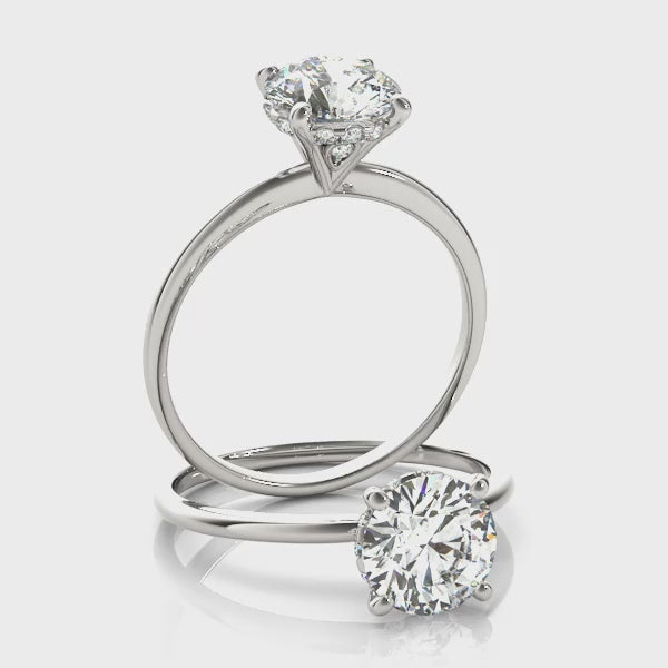 Knife Edge Hidden Halo Round Engagement Ring