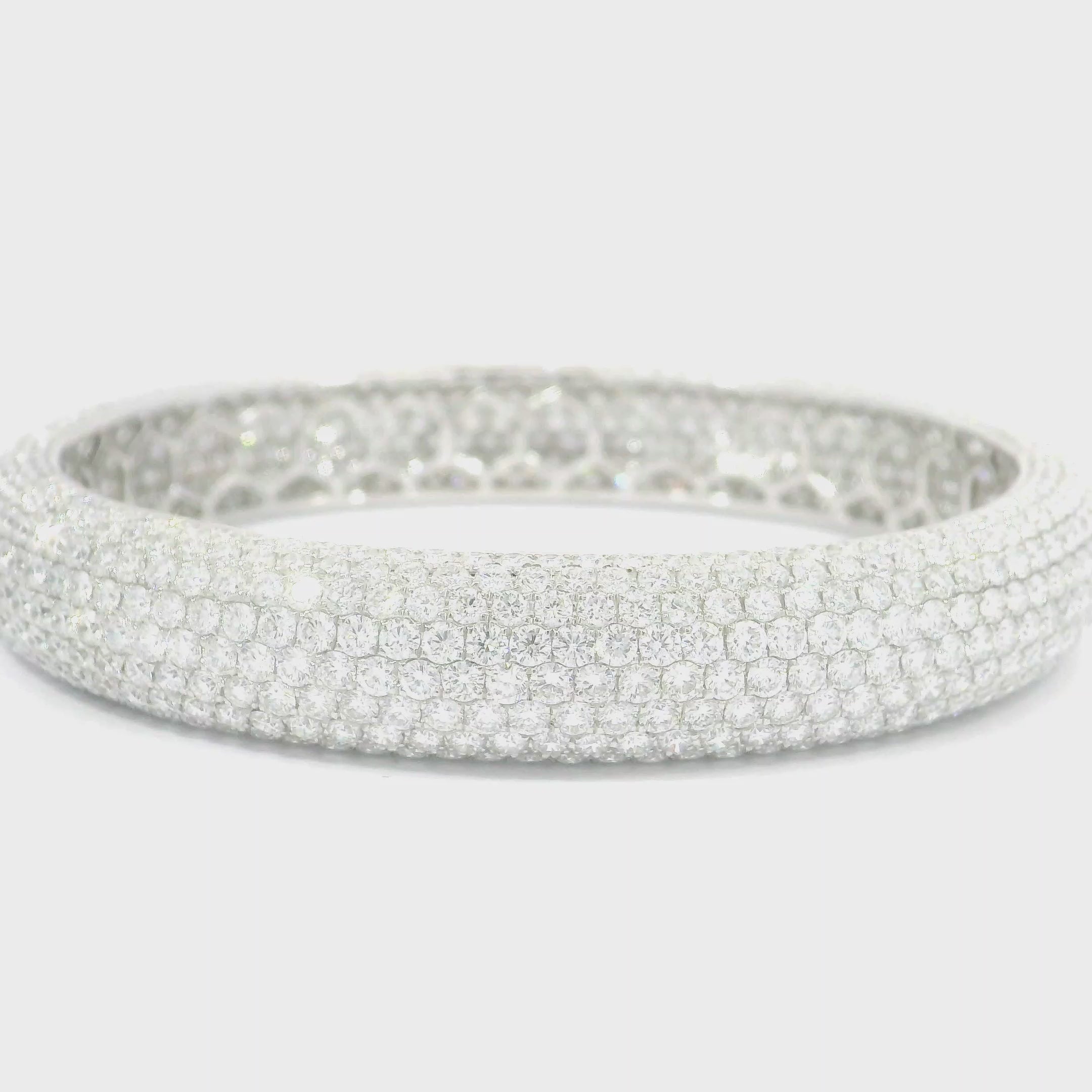 7 Rows Diamonds Statement Bangle Bracelet for Sale