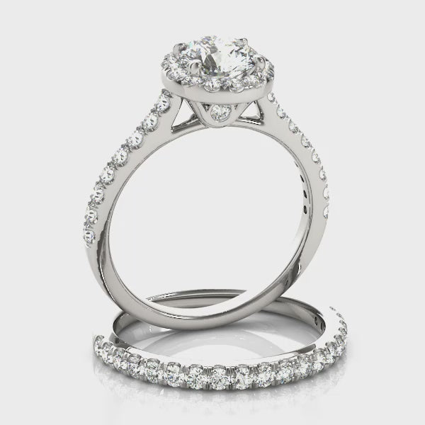 Halo Pavé Cathedral Peek A Boo Round  Engagement Ring