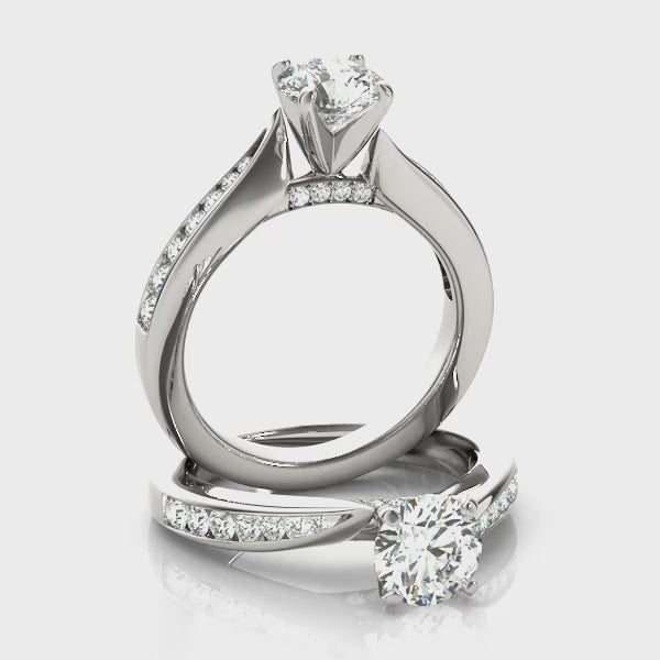 Tension Channel Set with Wrapped Pavé Round Engagement Ring