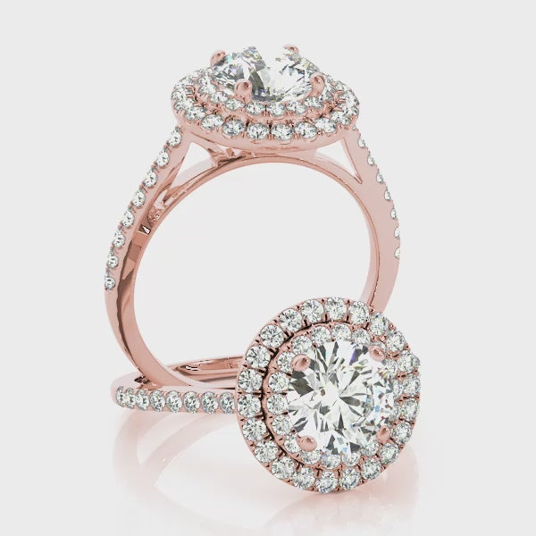 The Signature Double Halo Cathedral Round Engagement Ring