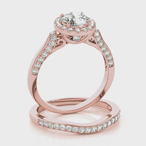 Vintage Halo Artsy Cathedral Round Diamond Engagement Ring