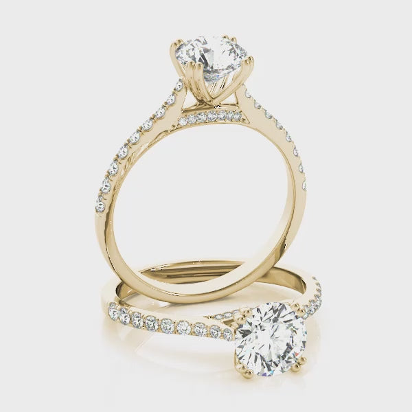Simple Pavé Cathedral Round Engagement Ring