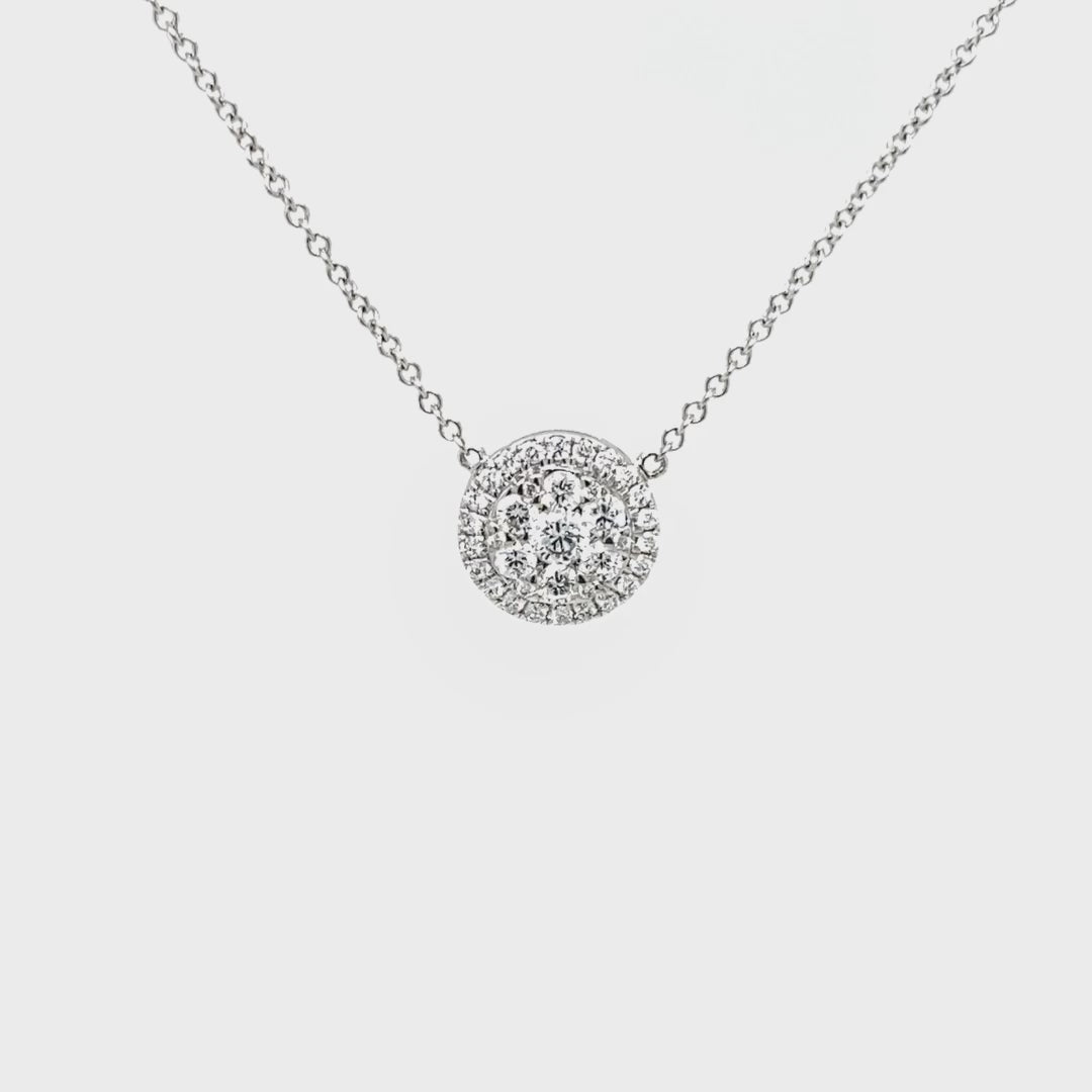 Round Halo Cluster Necklace