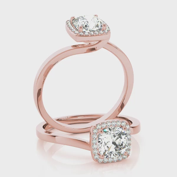 Tension Swirl Halo Cushion Engagement Ring