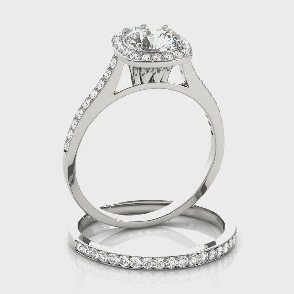Square Halo Artsy Cathedral Pavé Round Engagement Ring