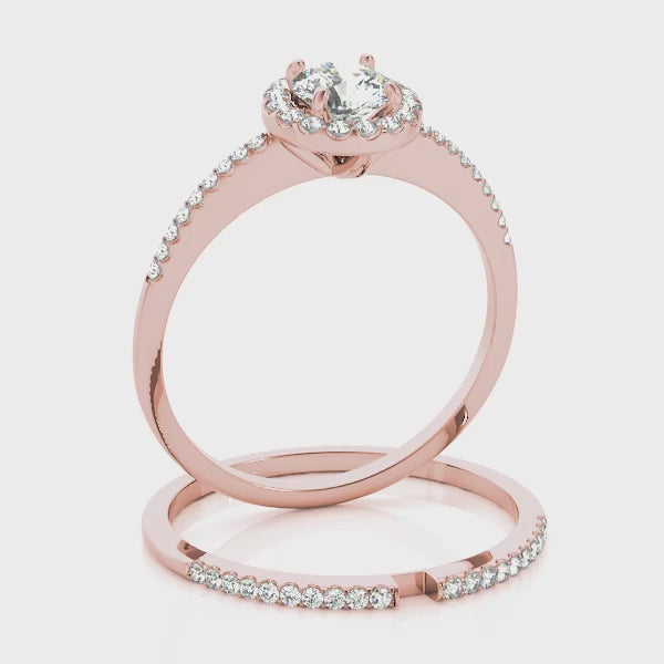 Knife Edge Micro Pavé Halo Round Engagement Ring