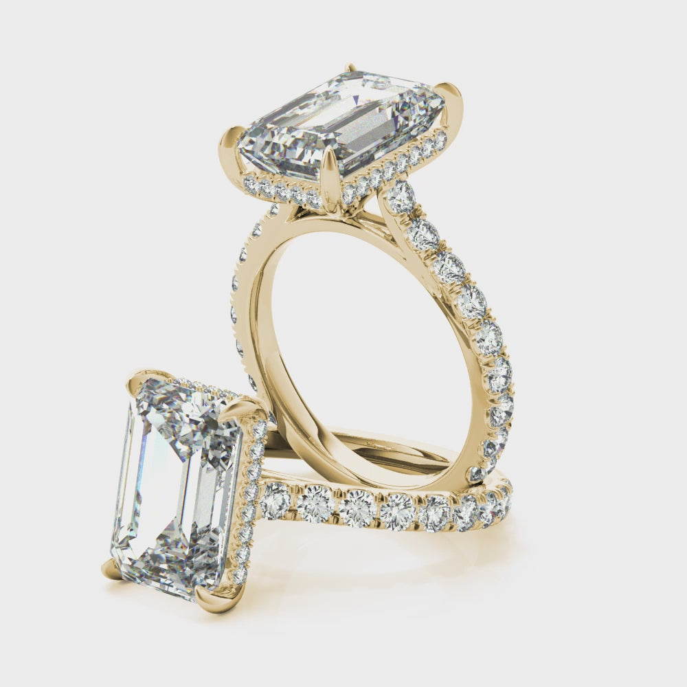 Emerald Hidden Halo Engagement Ring