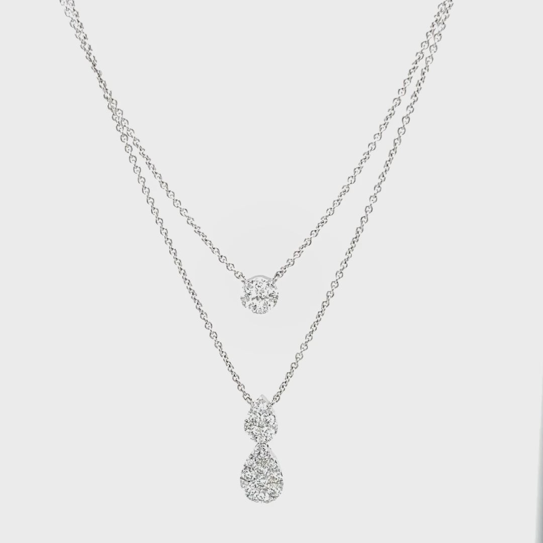 Two Layers Pavé Necklace for Sale