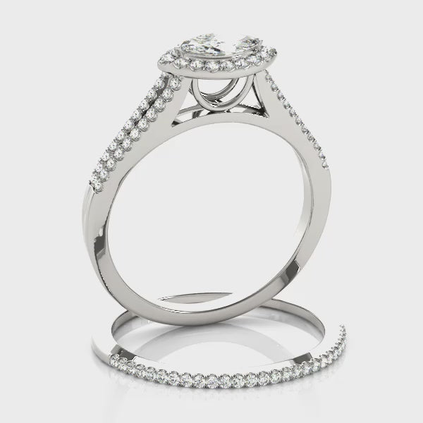 Marquise East-West Halo Split Shank Diamond Engagement Ring