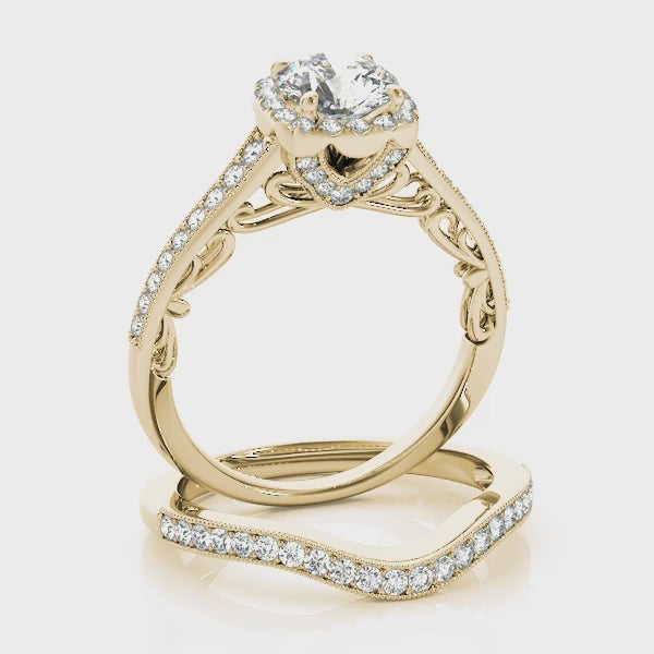 Square Halo Wrapped in Chanel setting Engagement Ring