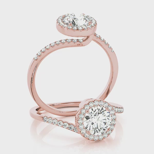 Halo Swirl Diamond Engagement Ring