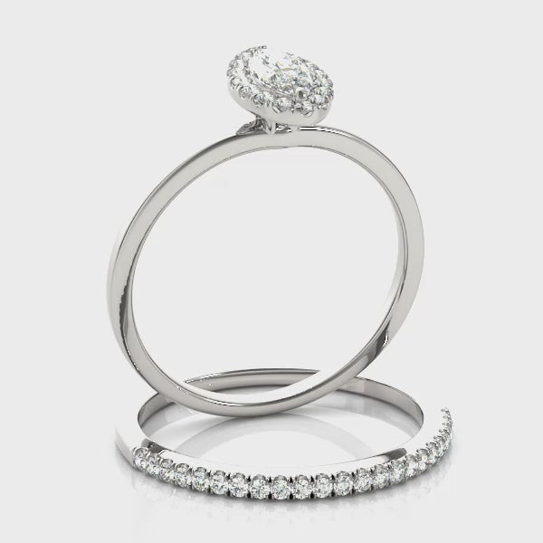 Marquise Halo Solitaire Diamond Engagement Ring