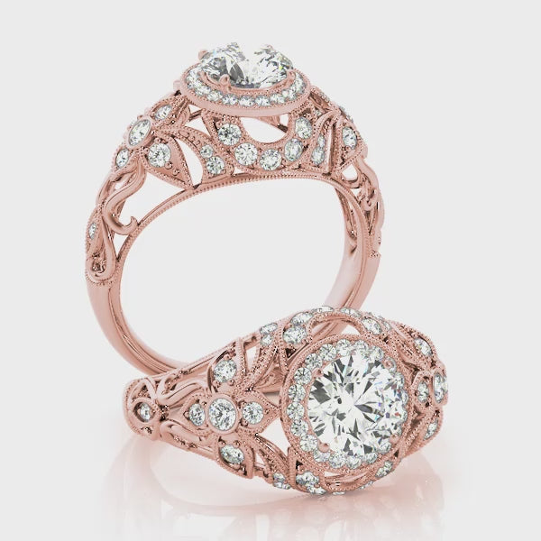 Vintage Bezel Halo Engagement Ring