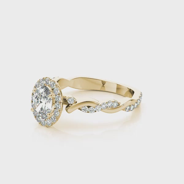 Twisted Vine Halo Oval Engagement Ring
