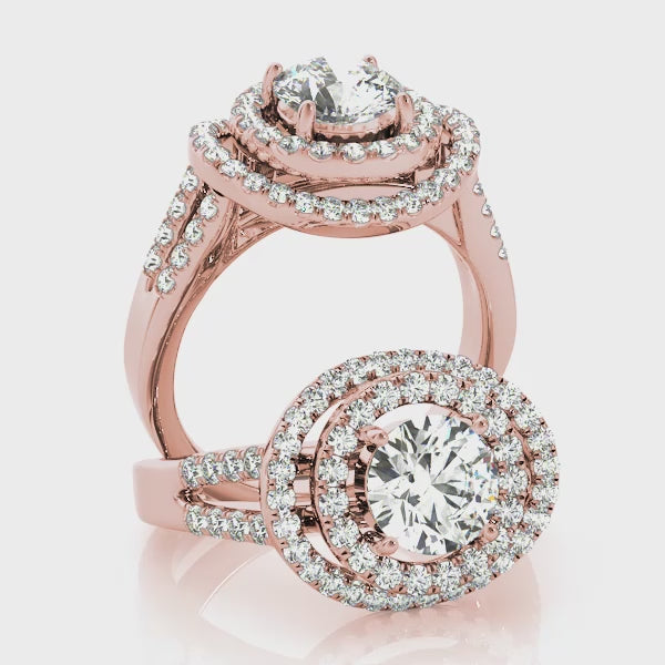 Double Floating Halo Cathedral Engagement Ring