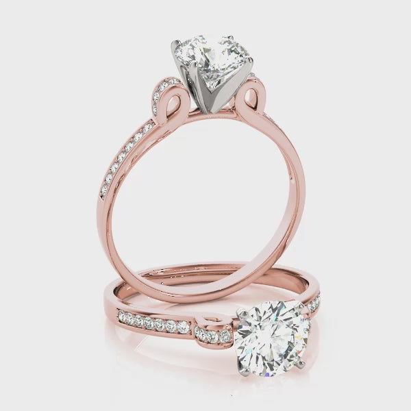 Channel Ribbon Round Engagement Ring