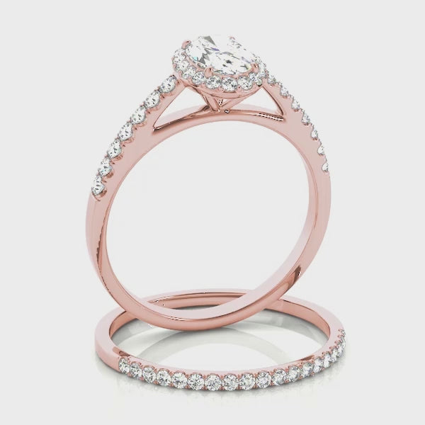 The Halo Cathedral Pavé Oval Engagement Ring