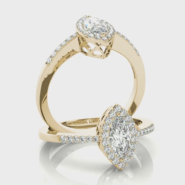 Marquise Vintage Halo Micropavé Diamond Engagement Ring