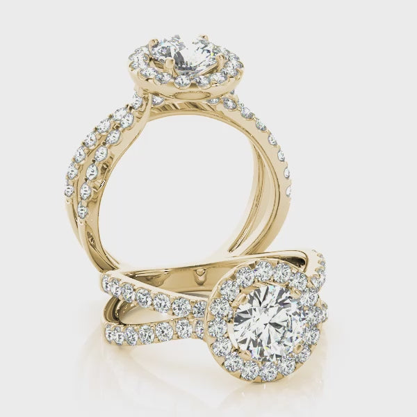 Split Shank Halo Engagement Ring