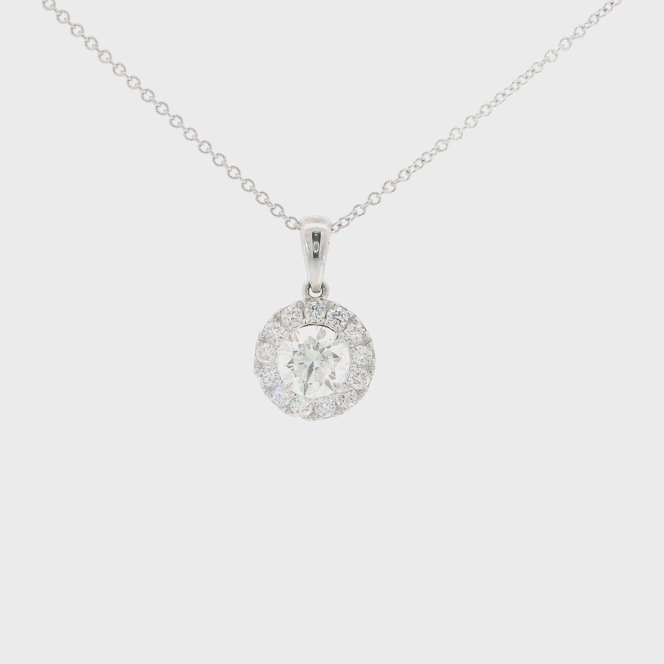 Halo Round Diamond Pendant Necklace