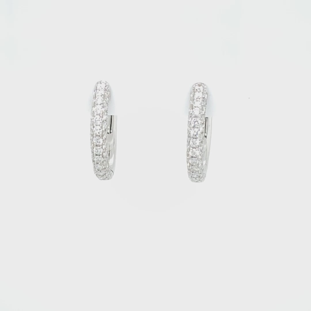Three Row Diamond Pavé Hoop Earrings for Sale