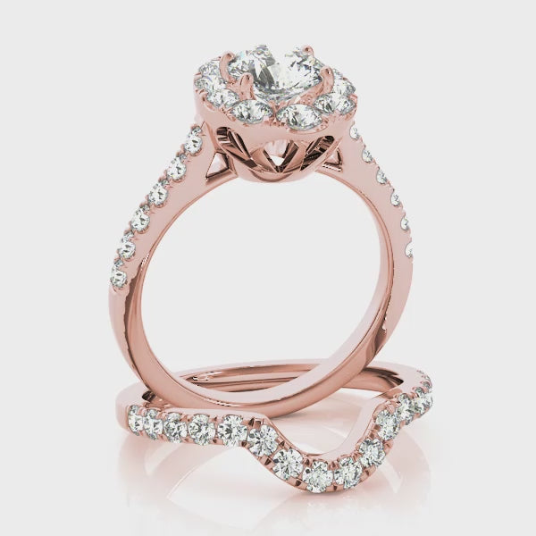 Oval Tulip Halo Round Engagement Ring