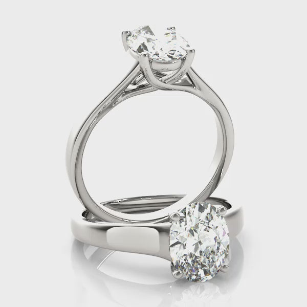 Wide Trellis Oval Engagement Ring