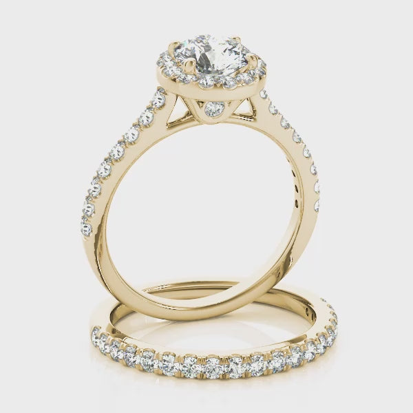Halo Pavé Cathedral Peek A Boo Round  Engagement Ring