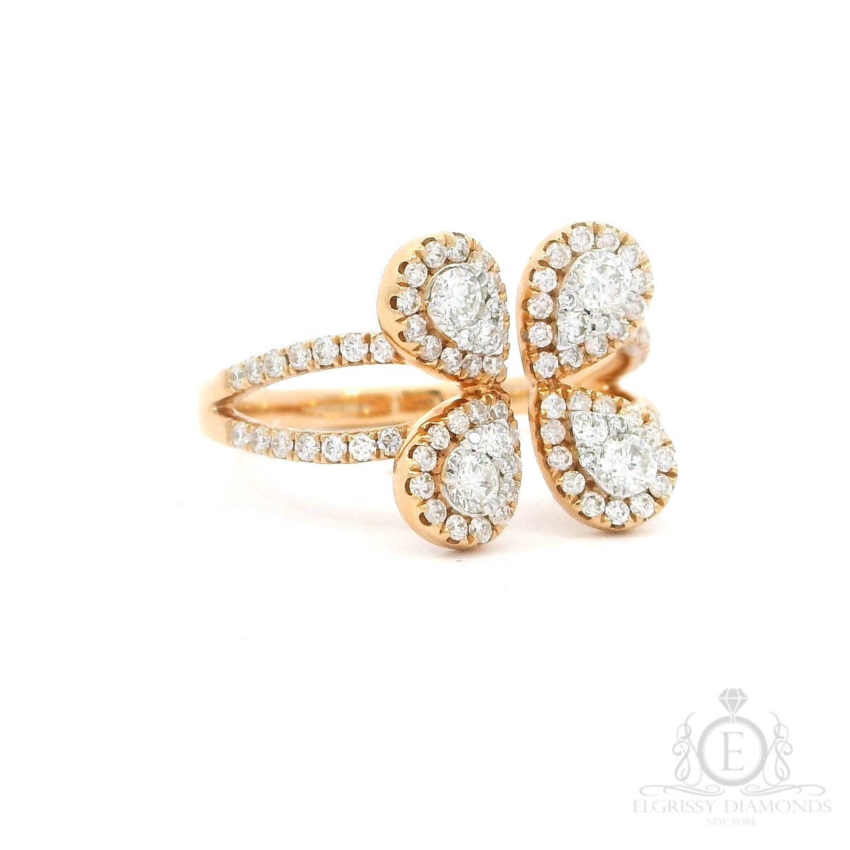 Four Petals Diamonds Cocktail Rings - Elgrissy Diamonds