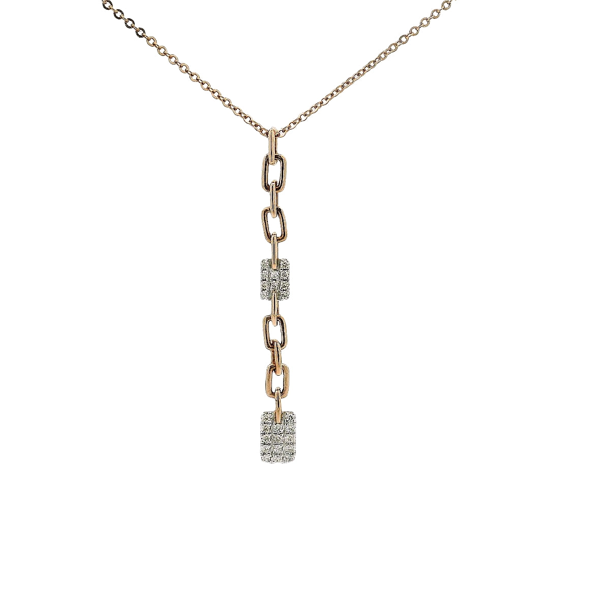 Drop Paper Clip Diamonds Necklace