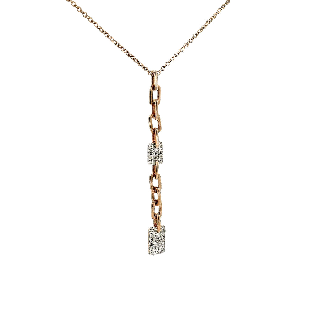 Drop Paper Clip Diamonds Necklace