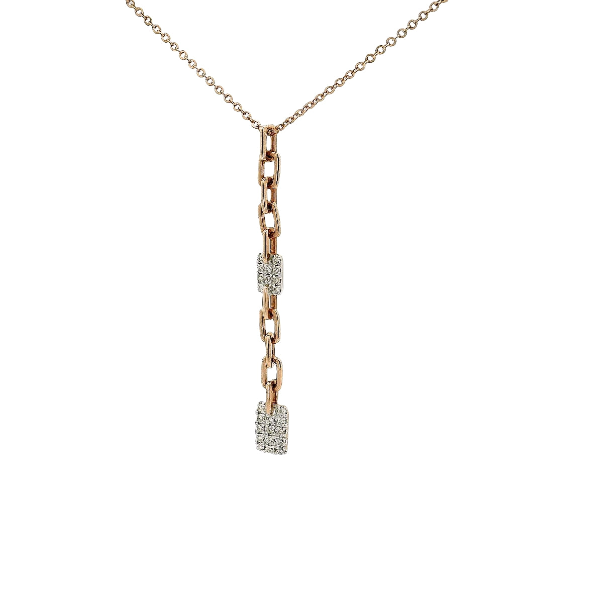 Drop Paper Clip Diamonds Necklace
