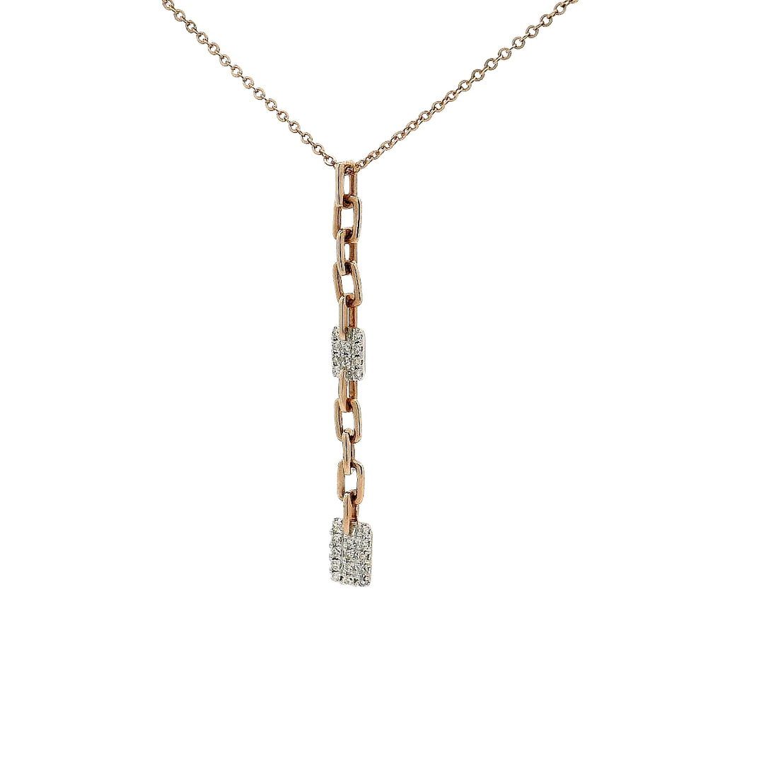 Drop Paper Clip Diamonds Necklace