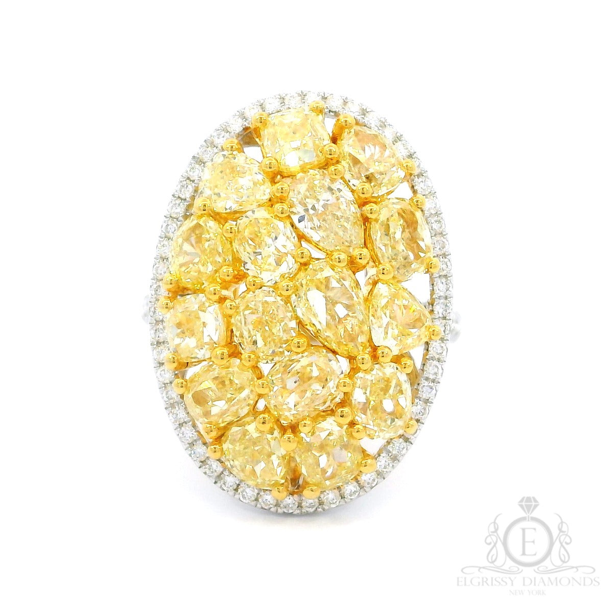 Oval Antique Fancy Yellow Diamond Ring - Elgrissy Diamonds