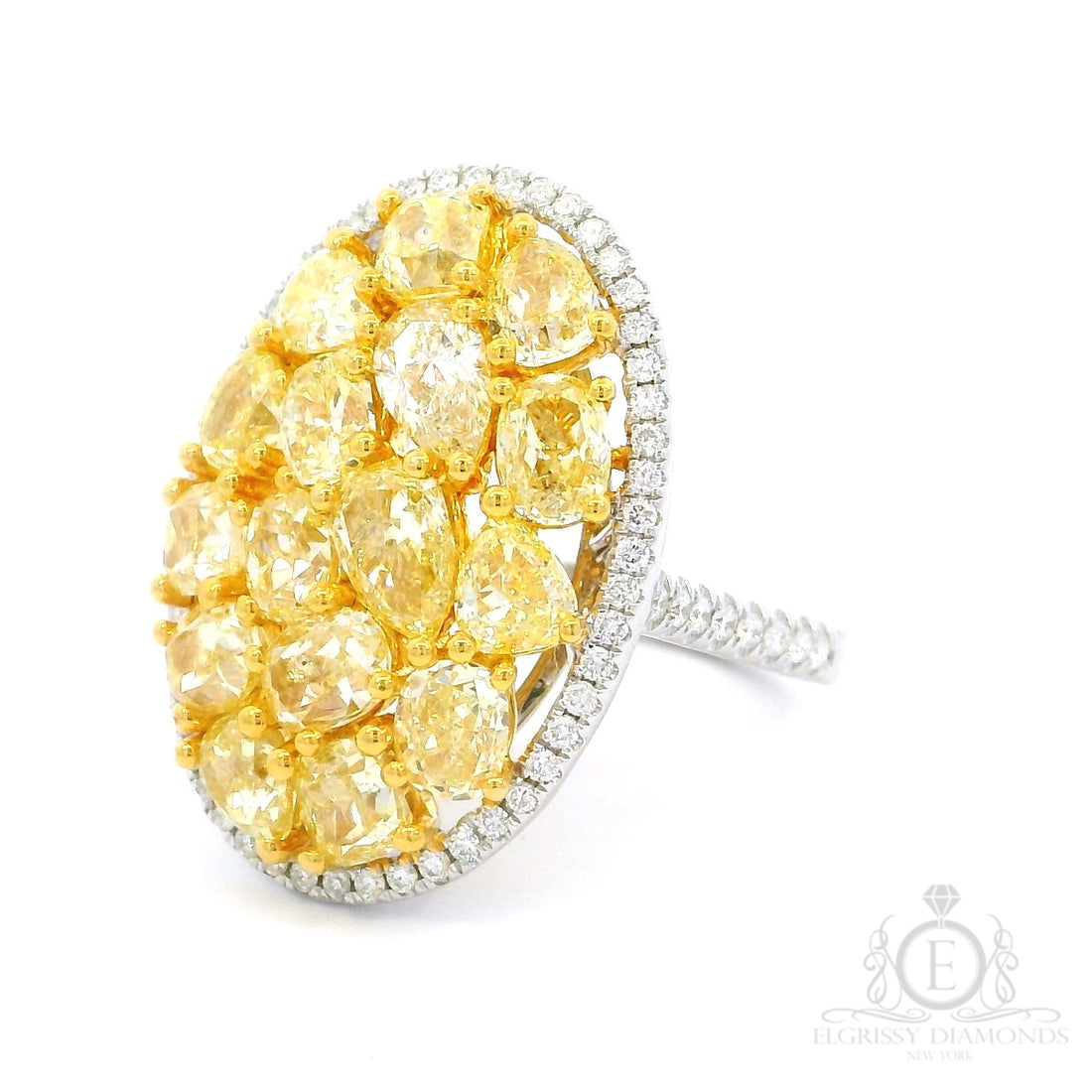 Oval Antique Fancy Yellow Diamond Ring - Elgrissy Diamonds