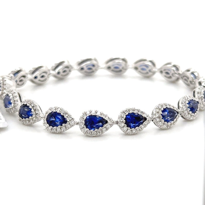 Halo Sapphire Pear Bracelet - Elgrissy Diamonds