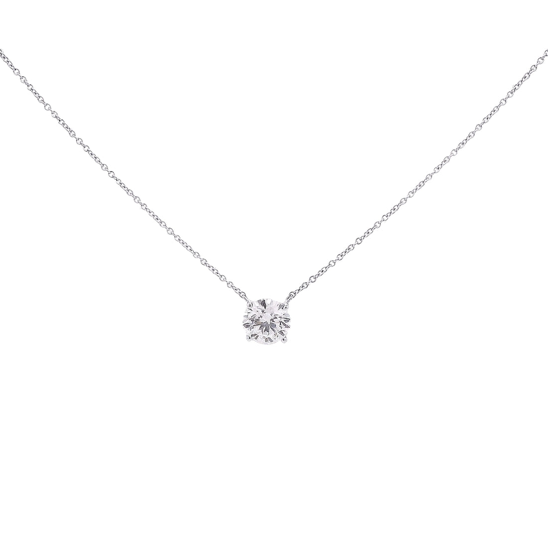 Lab Grown Solitaire Diamond Pendant in White Gold (2.01ctw)
