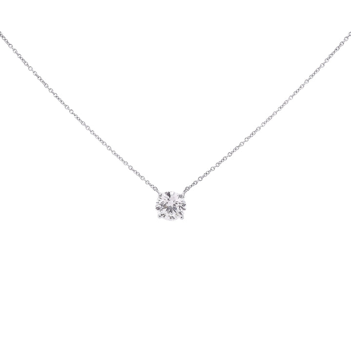 Lab Grown Solitaire Diamond Pendant in White Gold (2.01ctw)