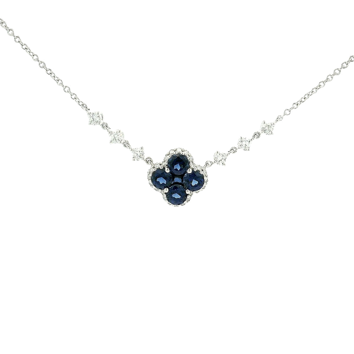 Clover Sapphire Pendants with diamonds