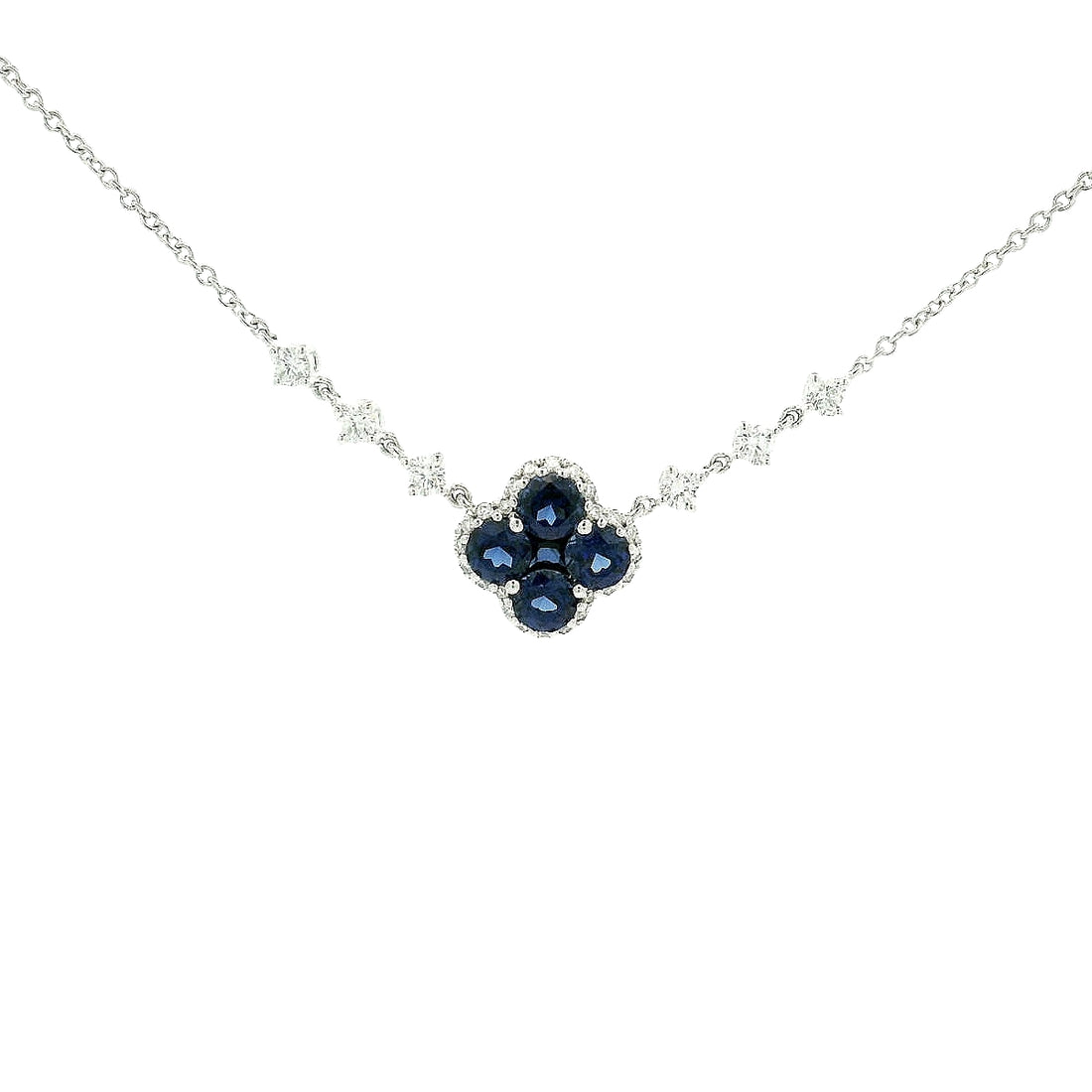 Clover Sapphire Pendants with diamonds