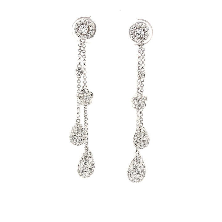 Pavé Flower Strand Earrings - Elgrissy Diamonds