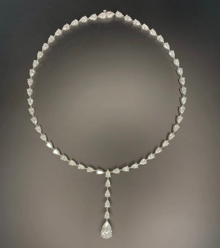 Pear Shape Diamonds Lariat Necklace - Elgrissy Diamonds