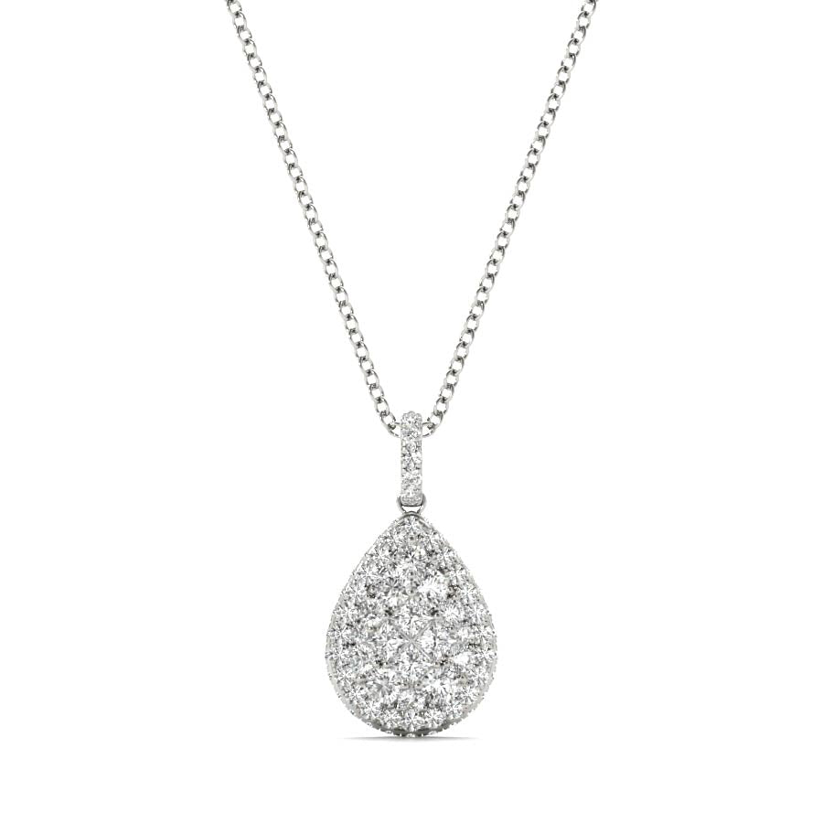 Halo Pear Illusion Pendant Necklace - Elgrissy Diamonds