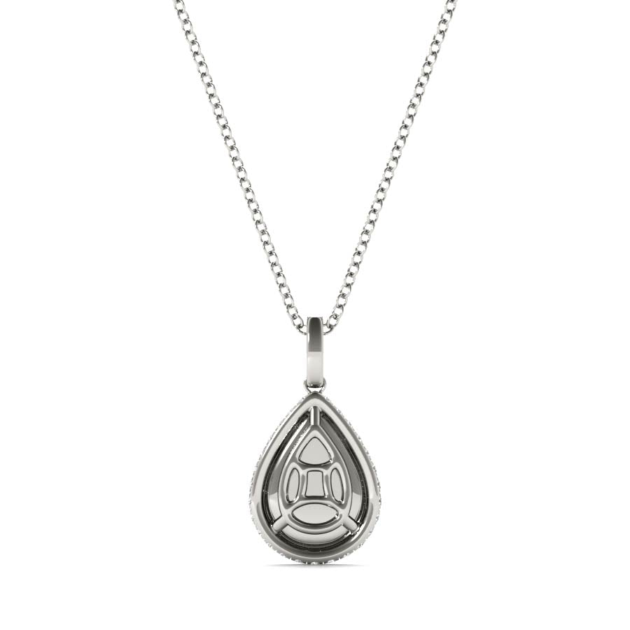 Halo Pear Illusion Pendant Necklace - Elgrissy Diamonds