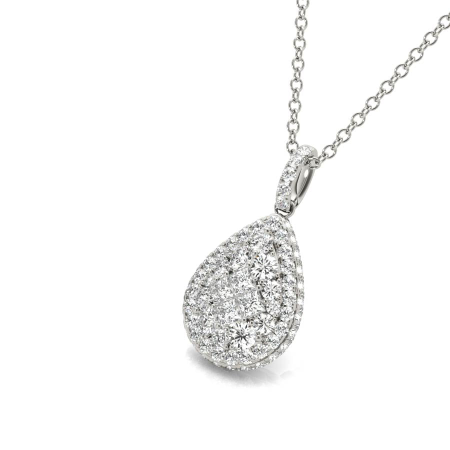 Halo Pear Illusion Pendant Necklace - Elgrissy Diamonds