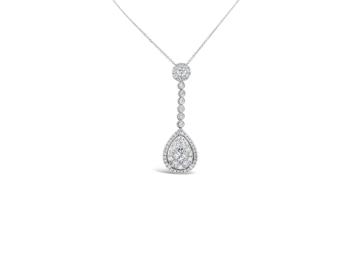 Dangling Halo Pear Illusion Pendant Necklace - Elgrissy Diamonds