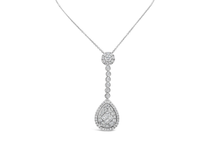 Dangling Halo Pear Illusion Pendant Necklace - Elgrissy Diamonds